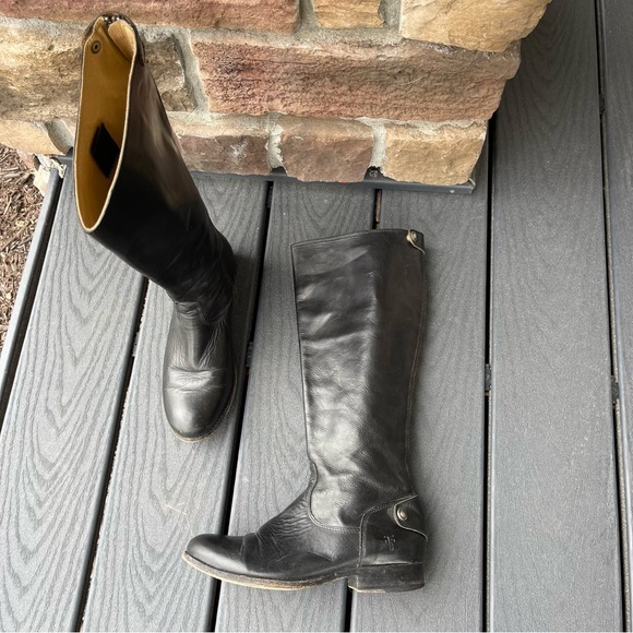 Frye Melissa Button Back Zip in Black Knee High Leather Boots size 6.5 - Picture 4 of 10